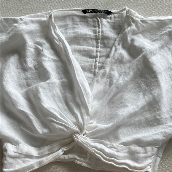 Zara Linen Crop Top - Picture 2 of 5